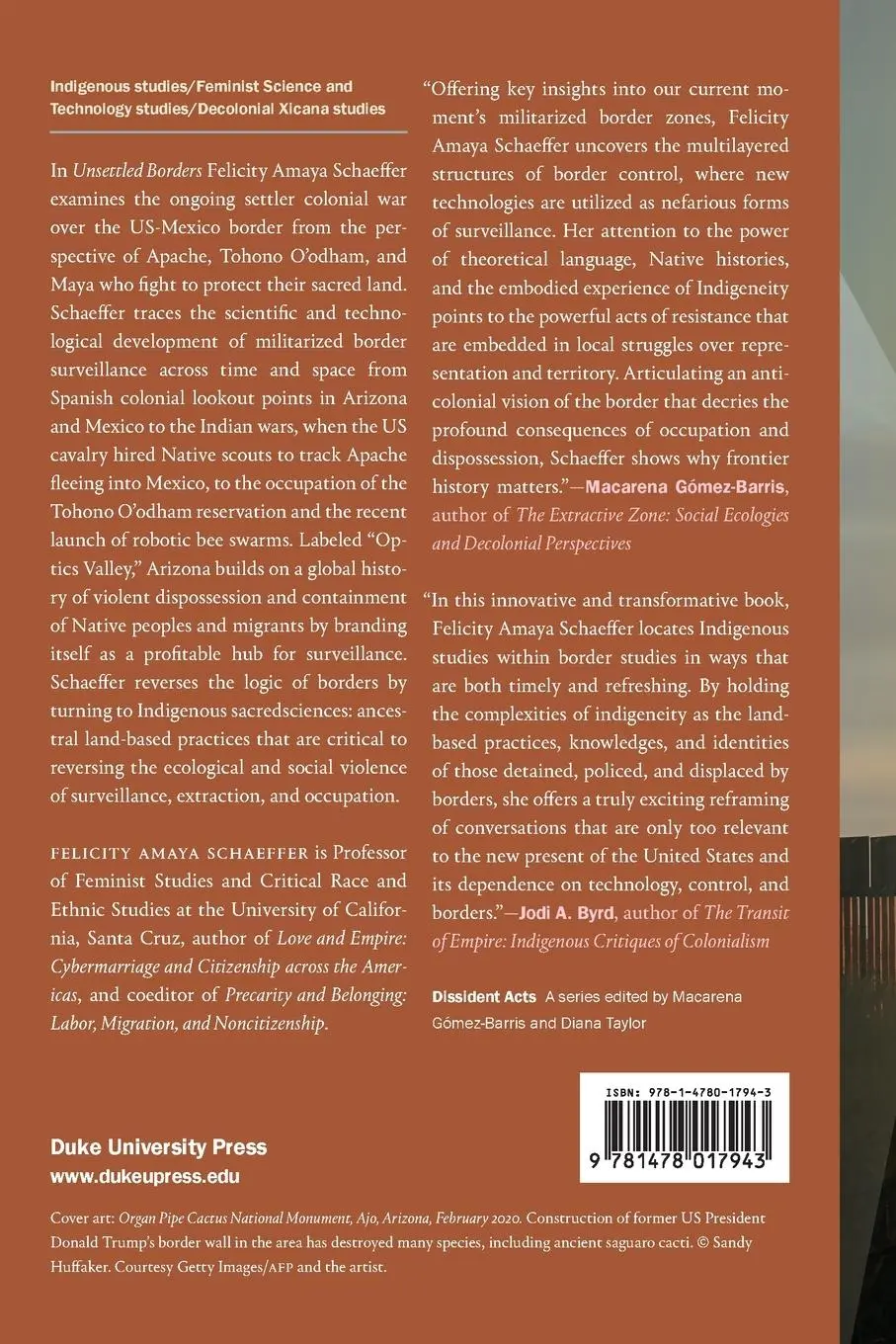 Rückseite: 9781478017943 | Unsettled Borders | Felicity Amaya Schaeffer | Taschenbuch | Englisch