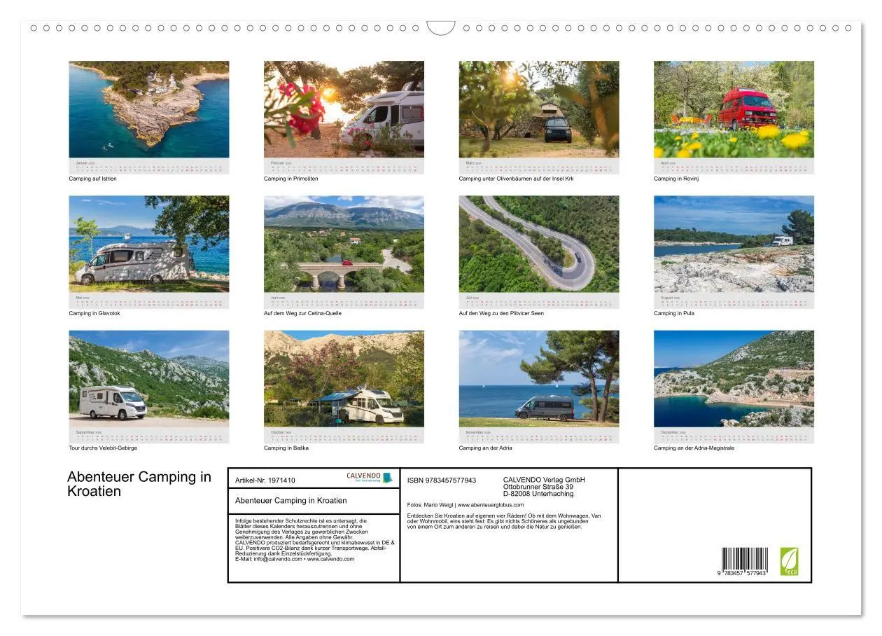 Bild: 9783457577943 | Abenteuer Camping in Kroatien (Wandkalender 2026 DIN A2 quer),...