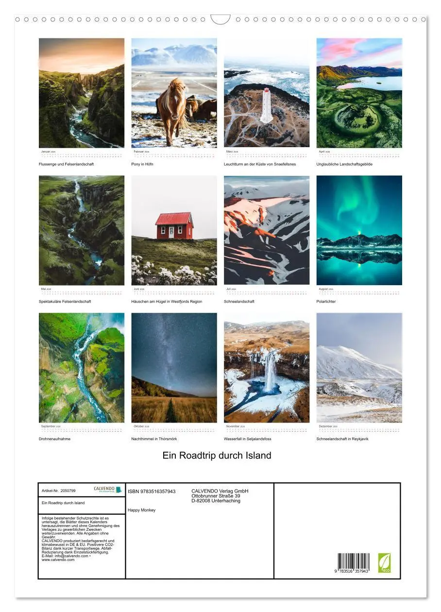 Bild: 9783516357943 | Ein Roadtrip durch Island (Wandkalender 2026 DIN A2 hoch), CALVENDO...