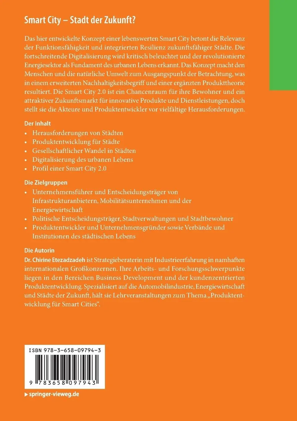 Rückseite: 9783658097943 | Smart City - Stadt der Zukunft? | Chirine Etezadzadeh | Taschenbuch
