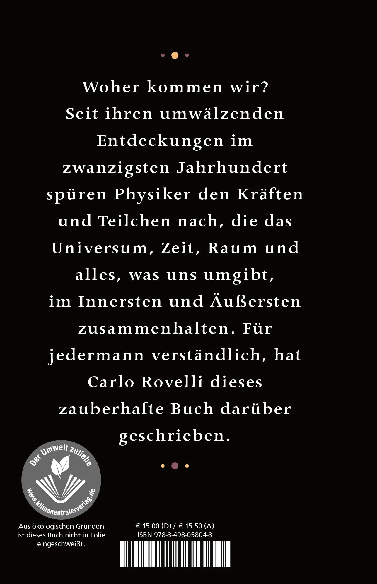 Rückseite: 9783498058043 | Sieben kurze Lektionen über Physik | Carlo Rovelli | Buch | 96 S.