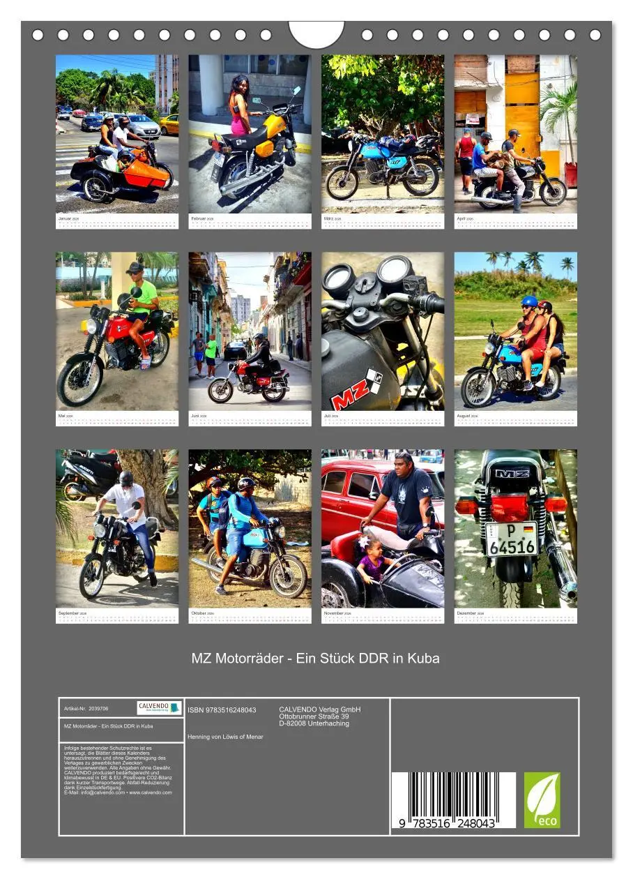 Bild: 9783516248043 | MZ Motorräder - Ein Stück DDR in Kuba (Wandkalender 2026 DIN A4...