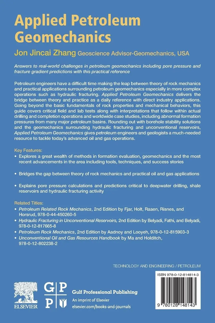 Rückseite: 9780128148143 | Applied Petroleum Geomechanics | Jon Jincai Zhang | Taschenbuch | 2019
