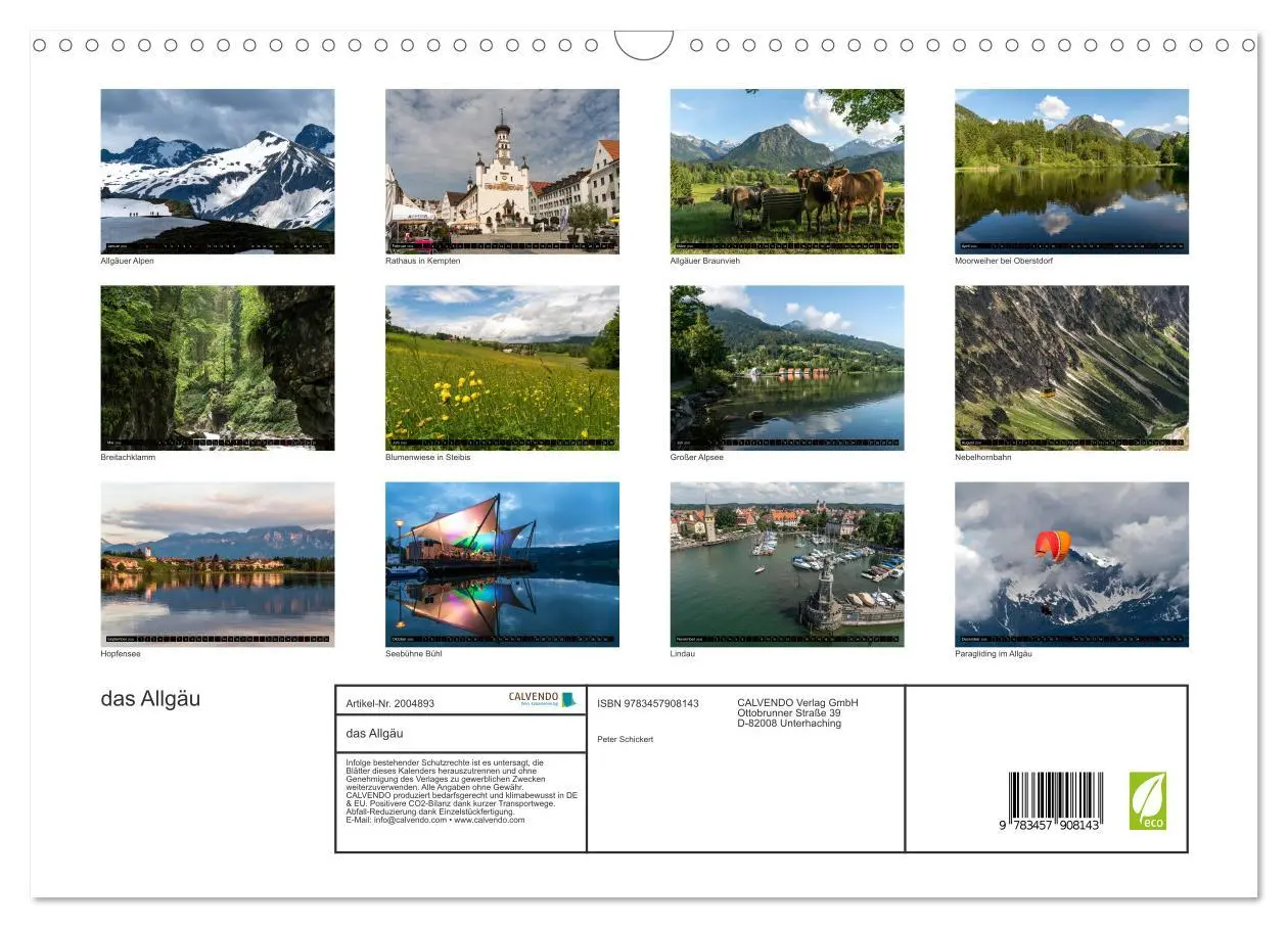 Bild: 9783457908143 | das Allgäu (Wandkalender 2026 DIN A3 quer), CALVENDO Monatskalender