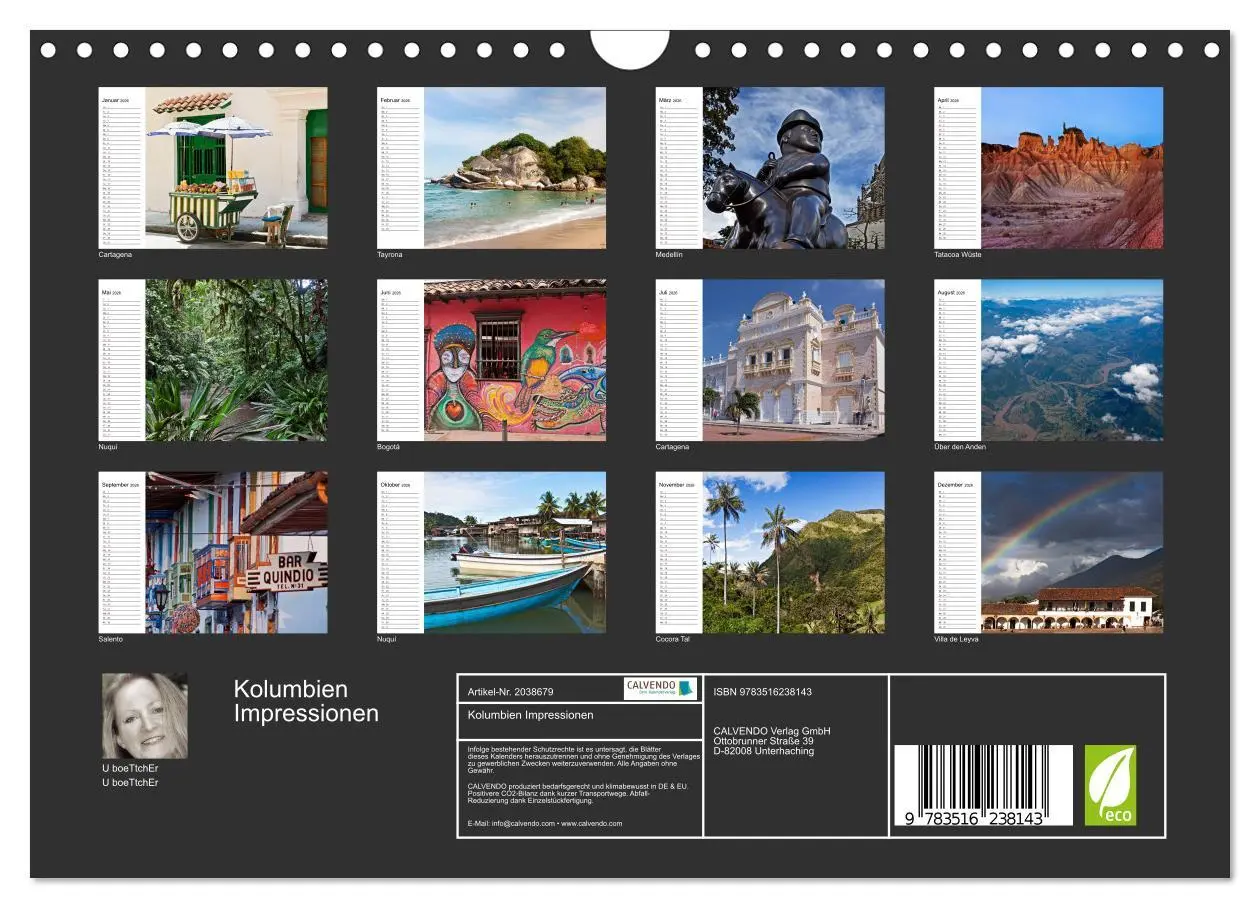 Bild: 9783516238143 | Kolumbien Impressionen (Wandkalender 2026 DIN A4 quer), CALVENDO...