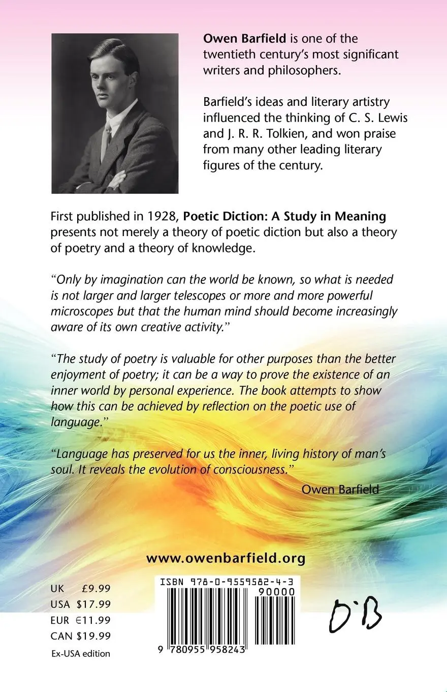 Rückseite: 9780955958243 | Poetic Diction | A Study in Meaning | Owen Barfield | Taschenbuch