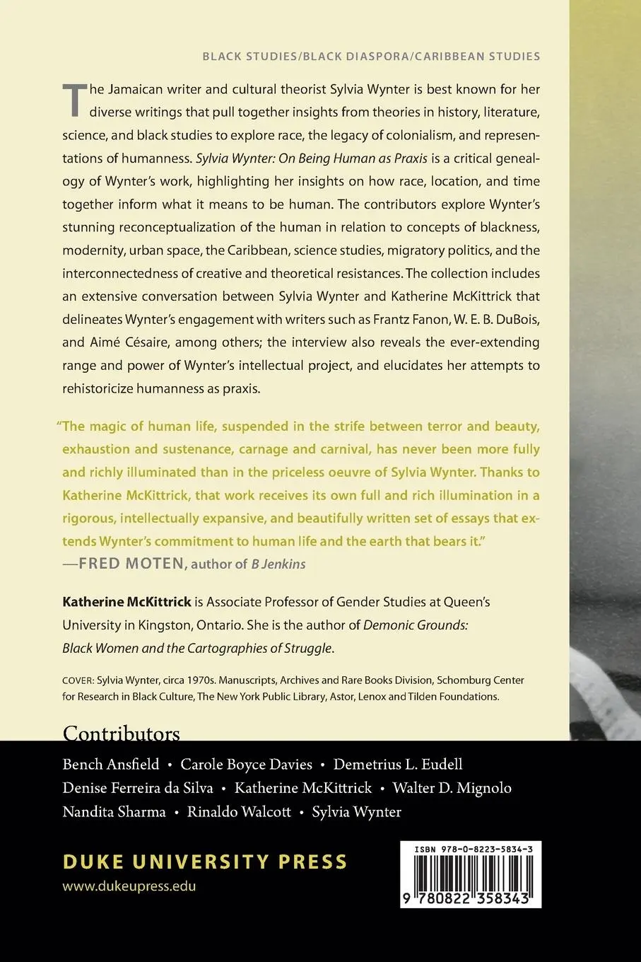 Rückseite: 9780822358343 | Sylvia Wynter | On Being Human as Praxis | Katherine McKittrick | Buch