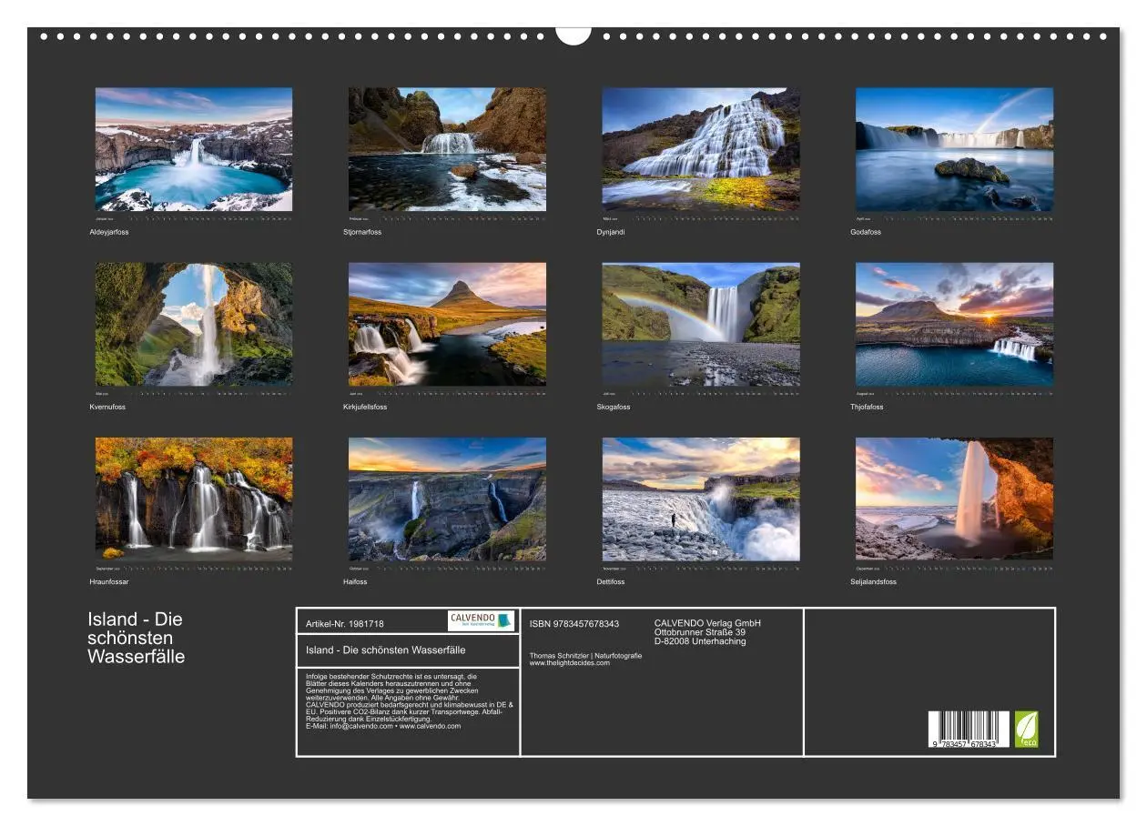 Bild: 9783457678343 | Island - Die schönsten Wasserfälle (Wandkalender 2026 DIN A2 quer),...