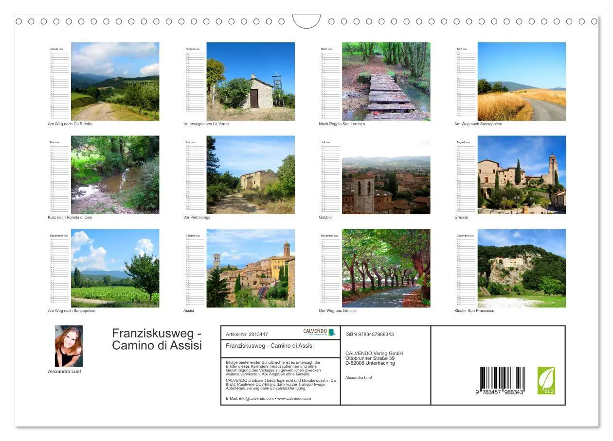 Bild: 9783457988343 | Franziskusweg - Camino di Assisi (Wandkalender 2026 DIN A3 quer),...