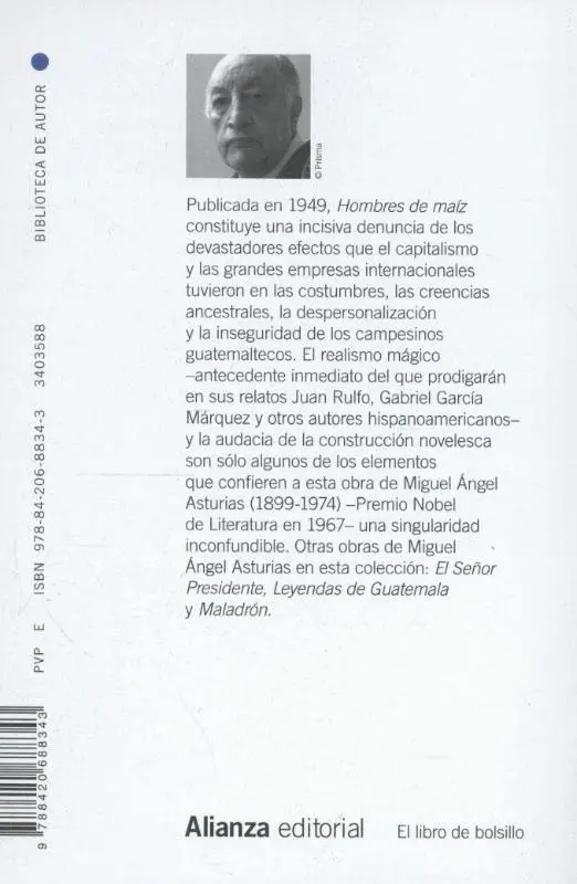 Rückseite: 9788420688343 | Hombres de maíz | Taschenbuch | Kartoniert / Broschiert | Spanisch