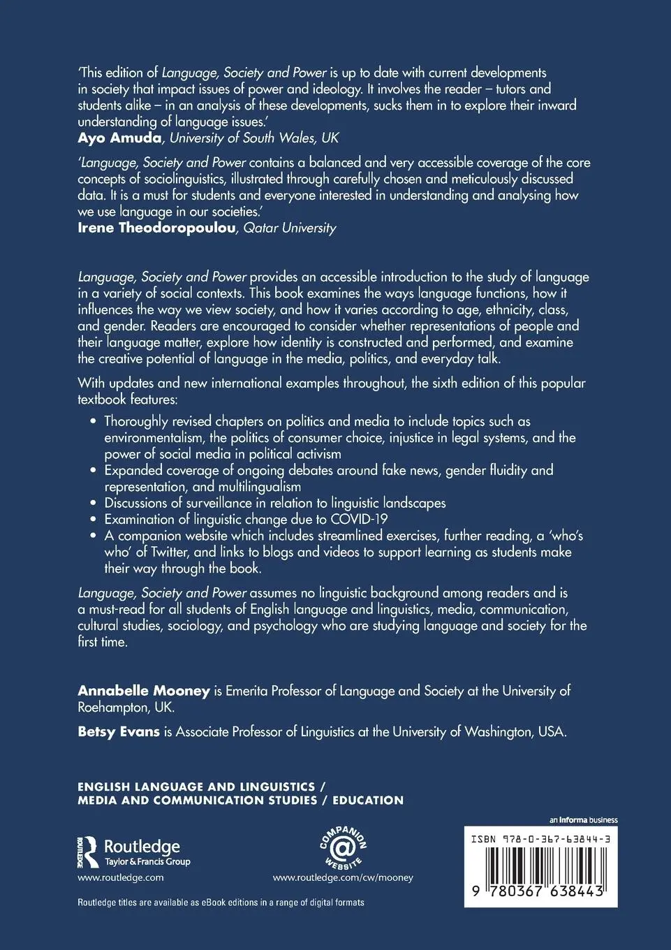 Rückseite: 9780367638443 | Language, Society and Power | An Introduction | Mooney (u. a.) | Buch