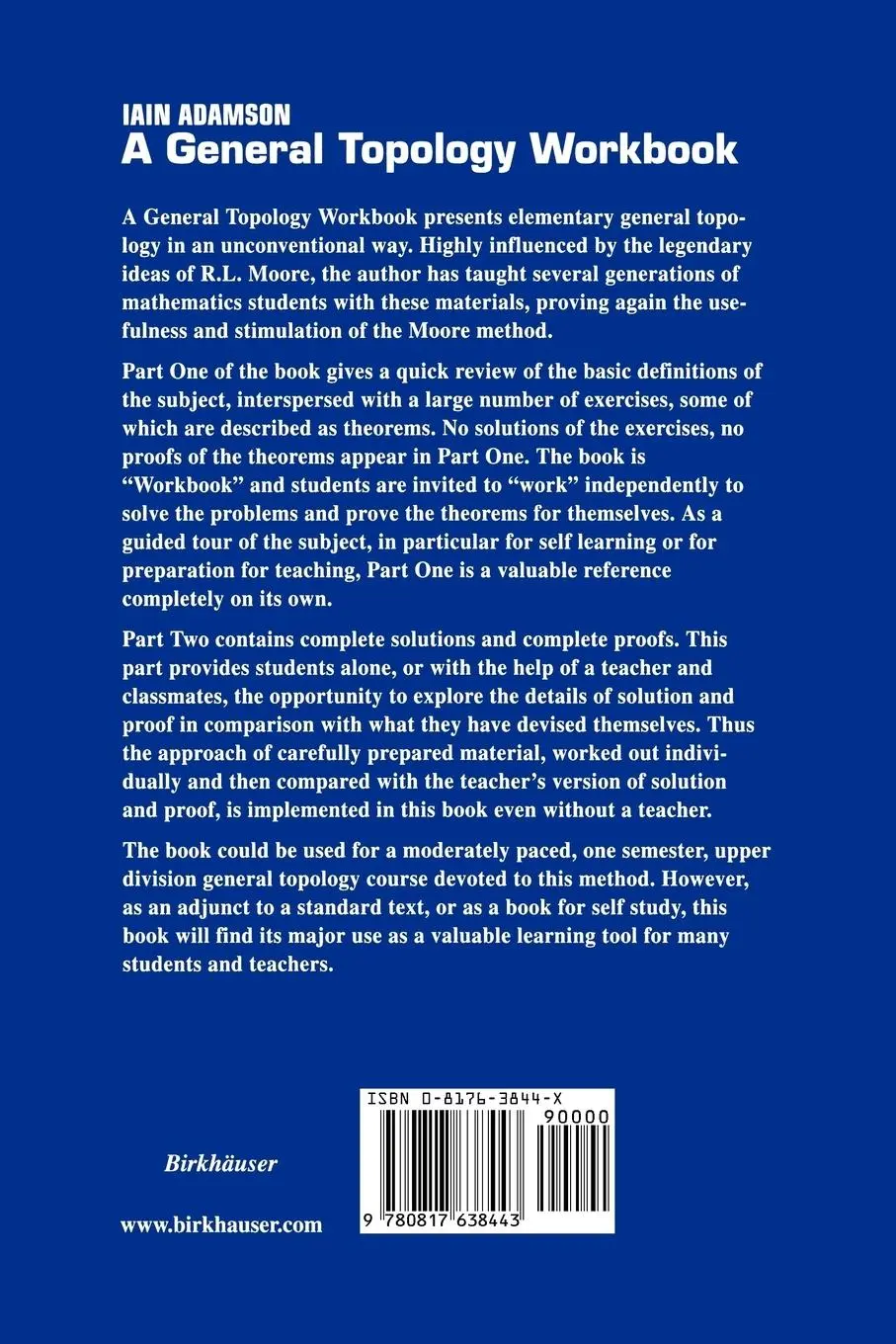 Rückseite: 9780817638443 | A General Topology Workbook | Iain T. Adamson | Taschenbuch | viii