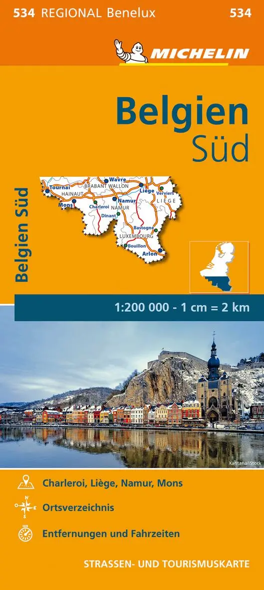 Cover: 9782067228443 | Michelin Belgien Süd | Straßen- und Tourismuskarte 1:200.000 | 1 S.