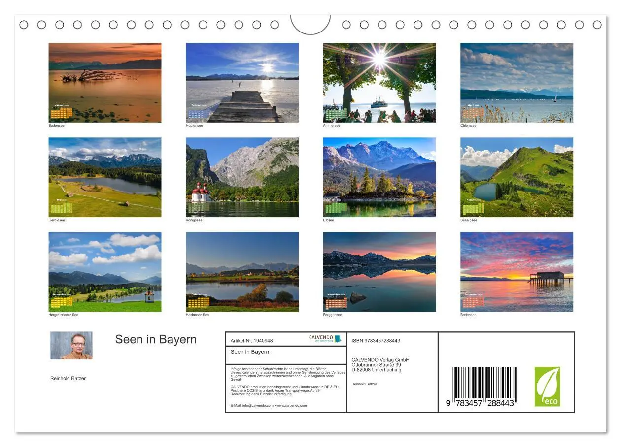 Bild: 9783457288443 | Seen in Bayern (Wandkalender 2026 DIN A4 quer), CALVENDO...