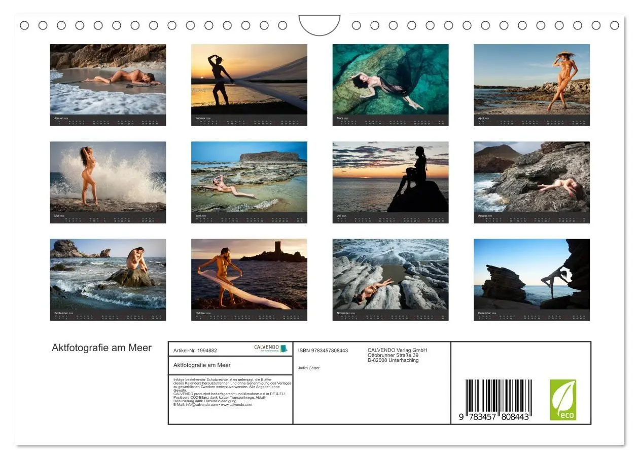 Bild: 9783457808443 | Aktfotografie am Meer (Wandkalender 2026 DIN A4 quer), CALVENDO...