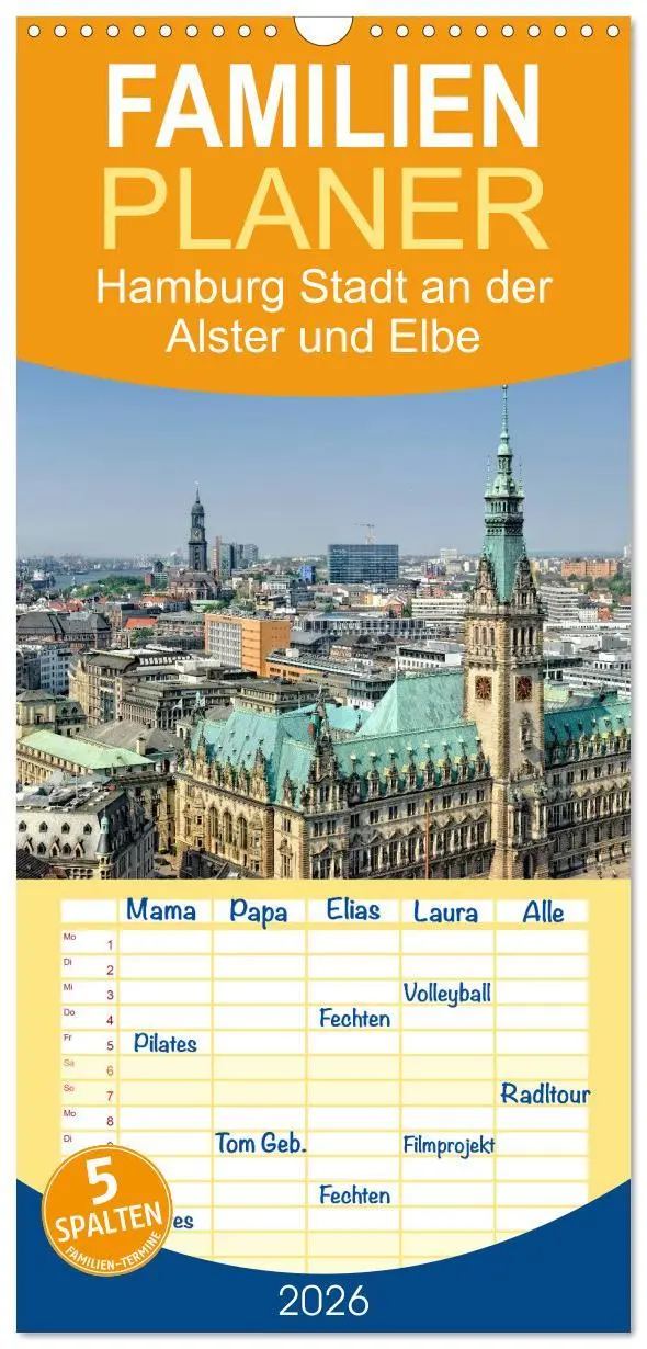Cover: 9783516518443 | Familienplaner 2026 - Hamburg Stadt an der Alster und Elbe mit 5...