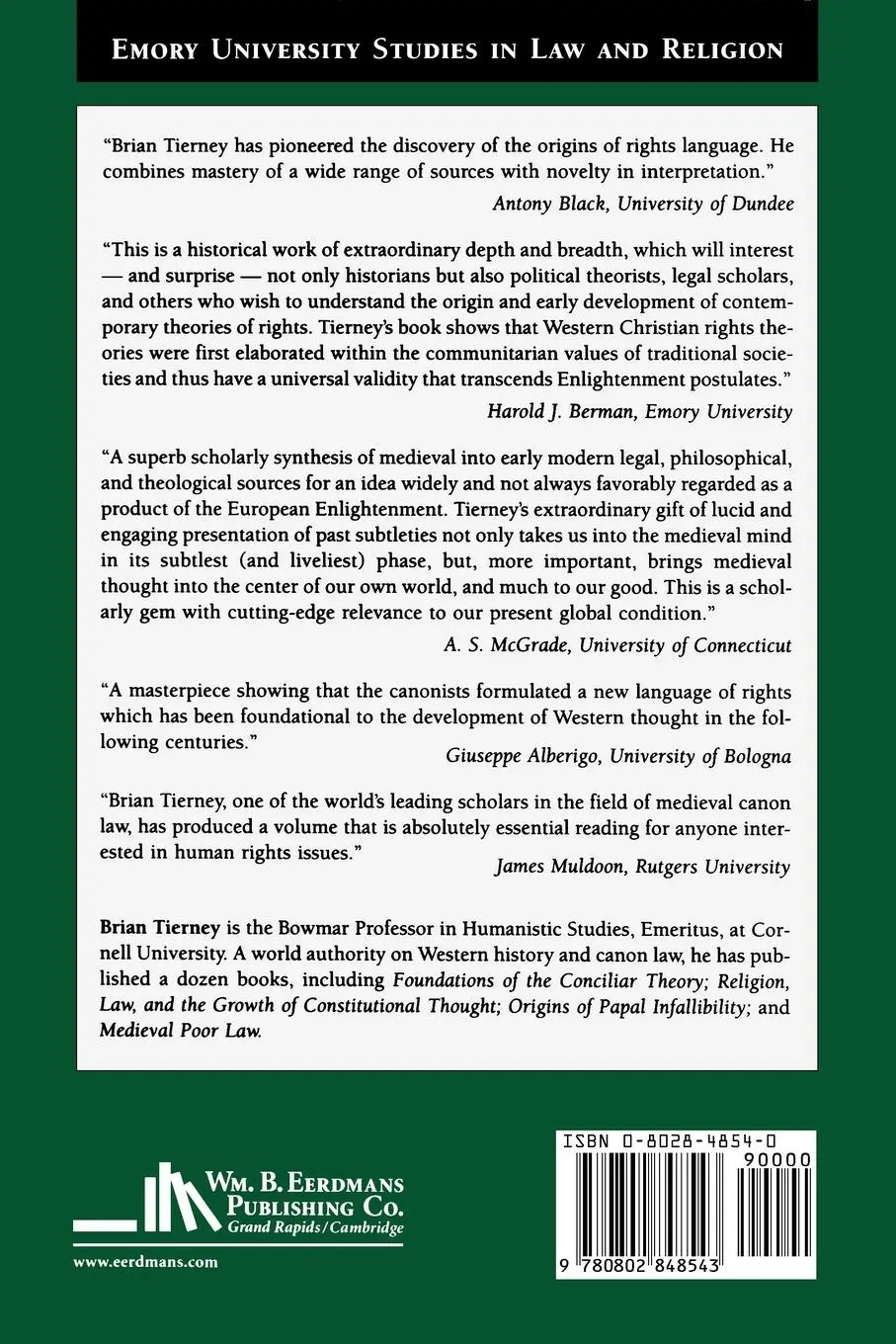 Rückseite: 9780802848543 | The Idea of Natural Rights | Brian Tierney | Taschenbuch | Englisch
