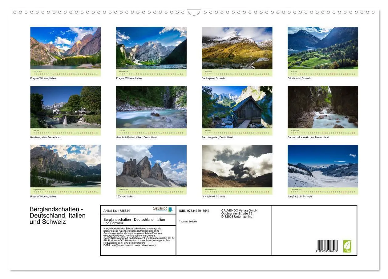 Bild: 9783435018543 | Berglandschaften - Deutschland, Italien und Schweiz (Wandkalender...