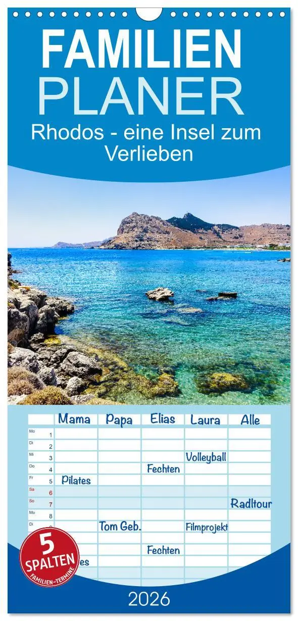 Cover: 9783516508543 | Familienplaner 2026 - Rhodos - eine Insel zum Verlieben mit 5...