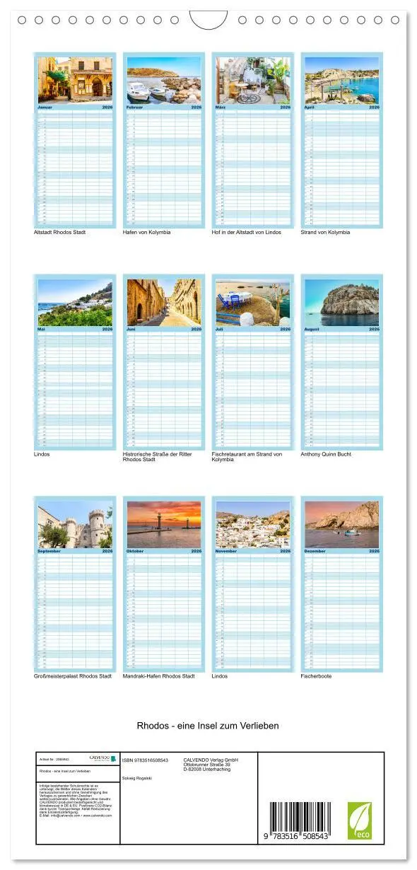 Bild: 9783516508543 | Familienplaner 2026 - Rhodos - eine Insel zum Verlieben mit 5...