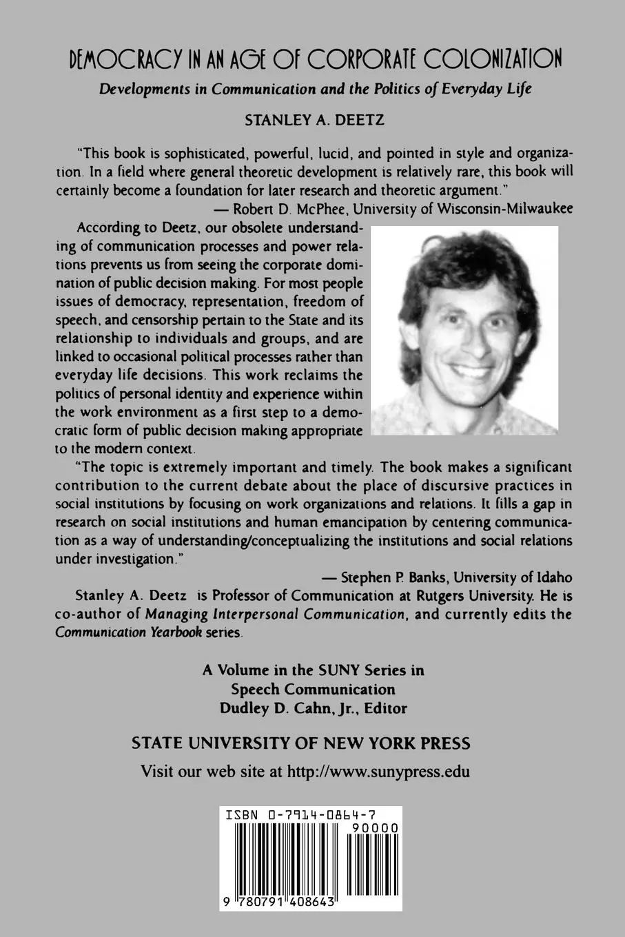 Rückseite: 9780791408643 | Democracy in an Age of Corporate Colonization | Stanley A. Deetz