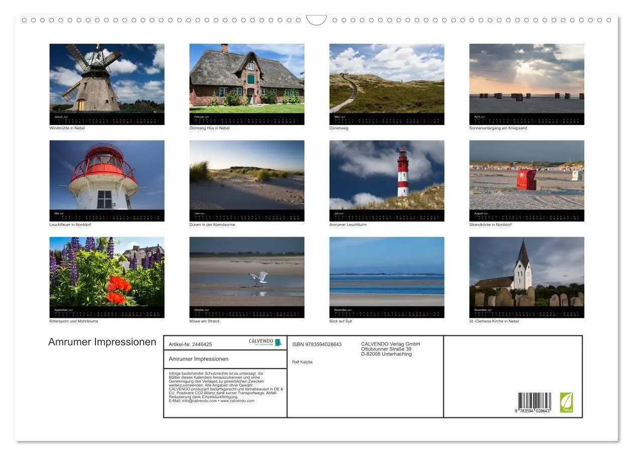 Bild: 9783594028643 | Amrumer Impressionen (Wandkalender 2027 DIN A2 quer), CALVENDO...