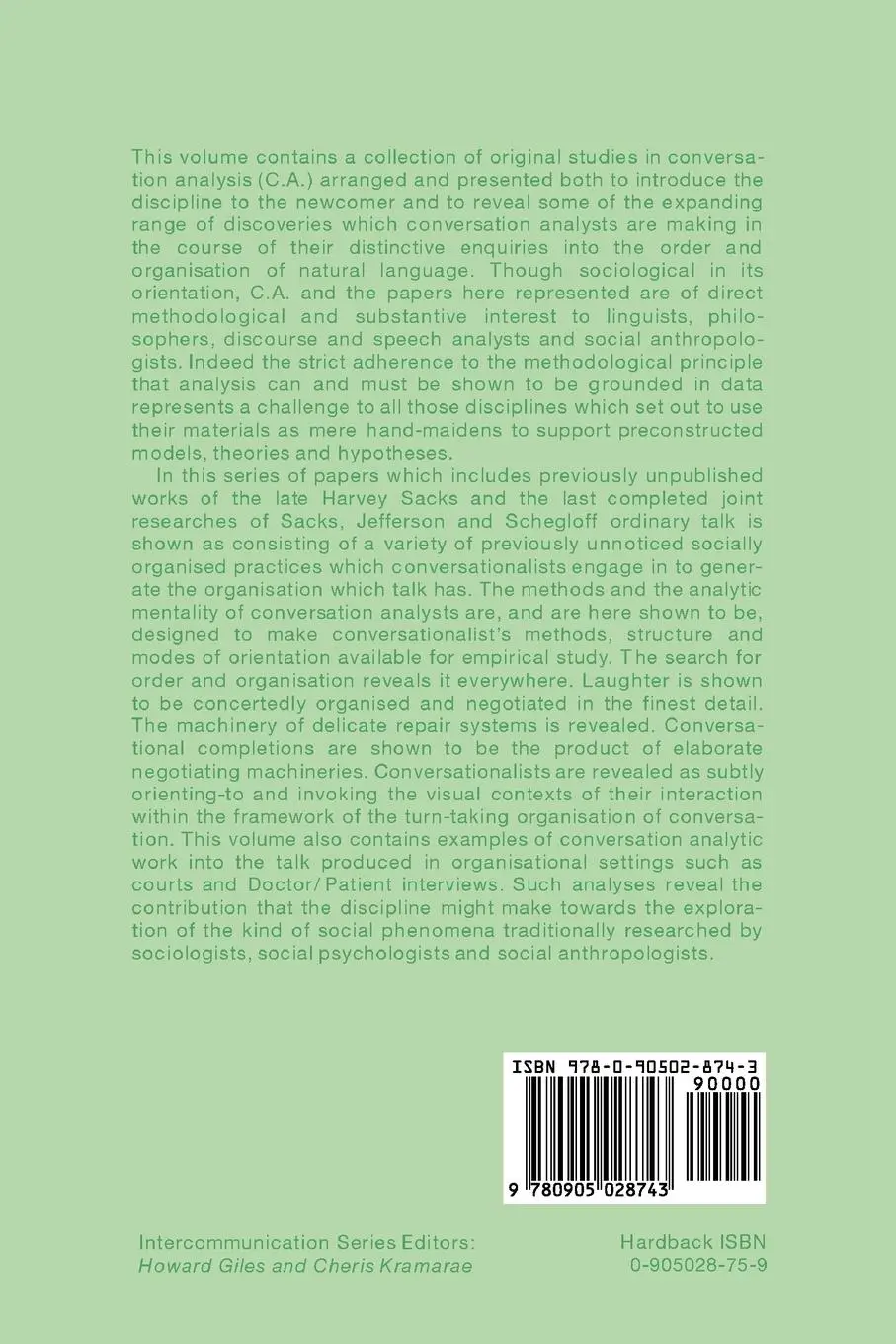 Rückseite: 9780905028743 | Talk and Social Organisation | Graham Button (u. a.) | Taschenbuch
