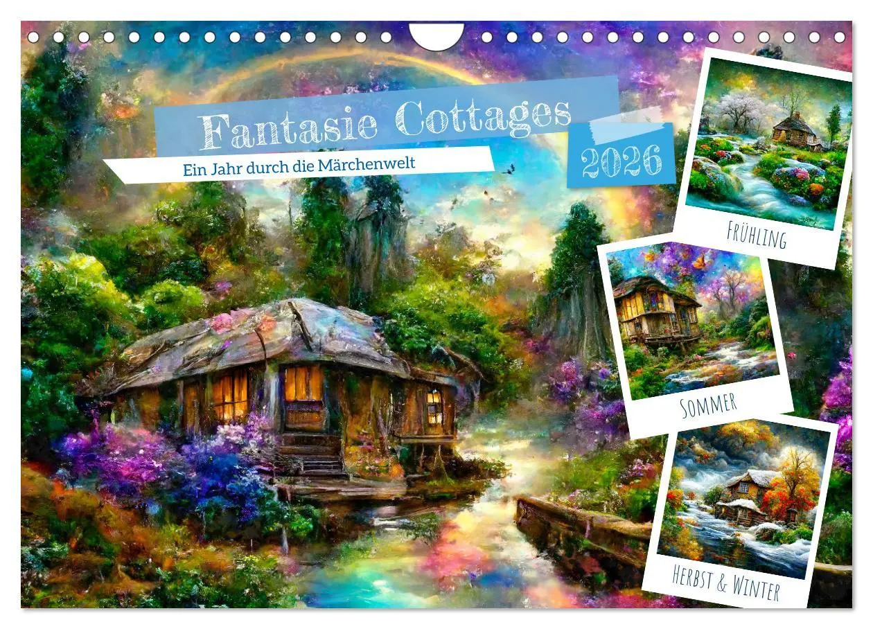 Cover: 9783457558843 | Fantasie Cottages - Ein Jahr durch die Märchenwelt (Wandkalender...