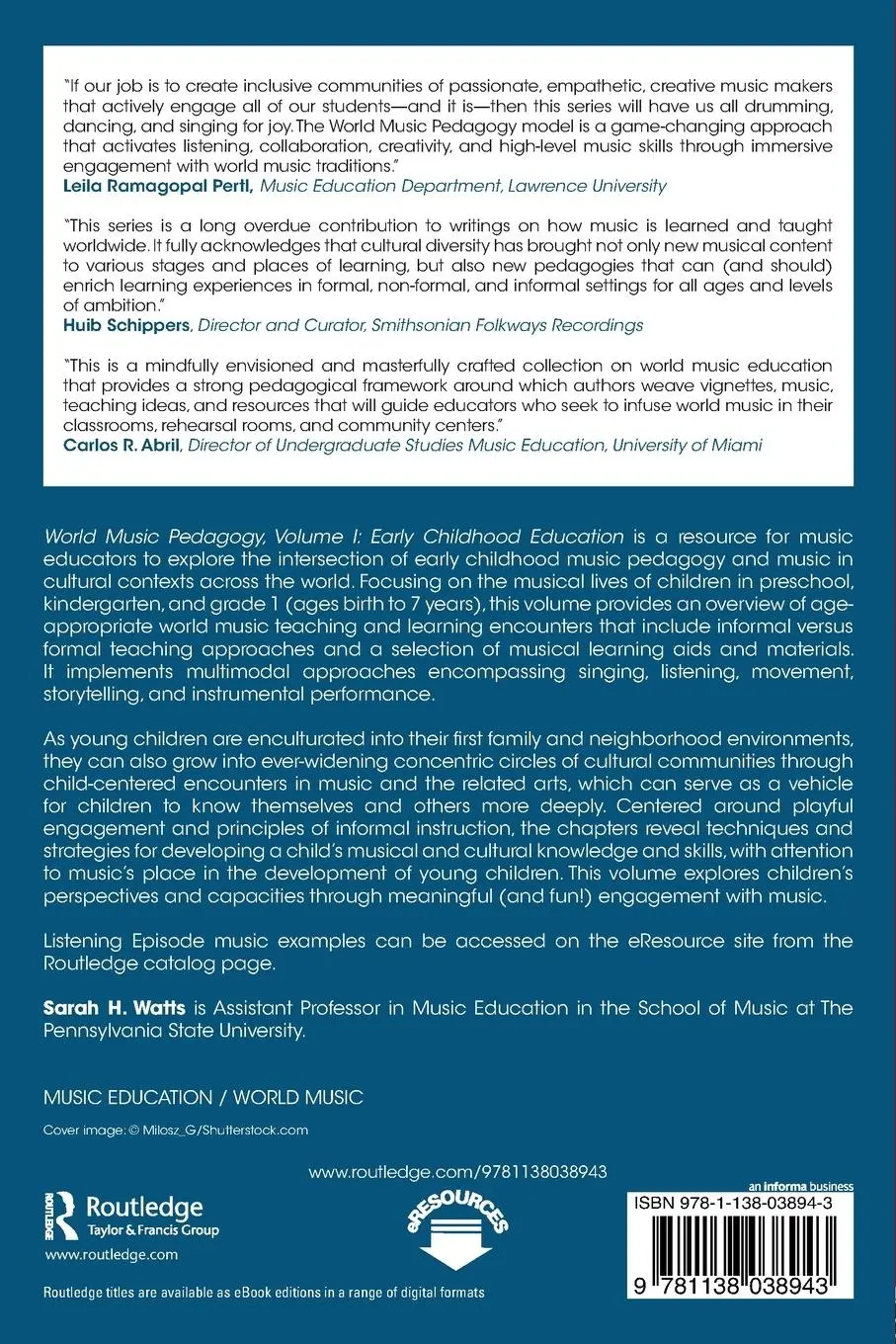 Rückseite: 9781138038943 | World Music Pedagogy, Volume I | Early Childhood Education | Watts