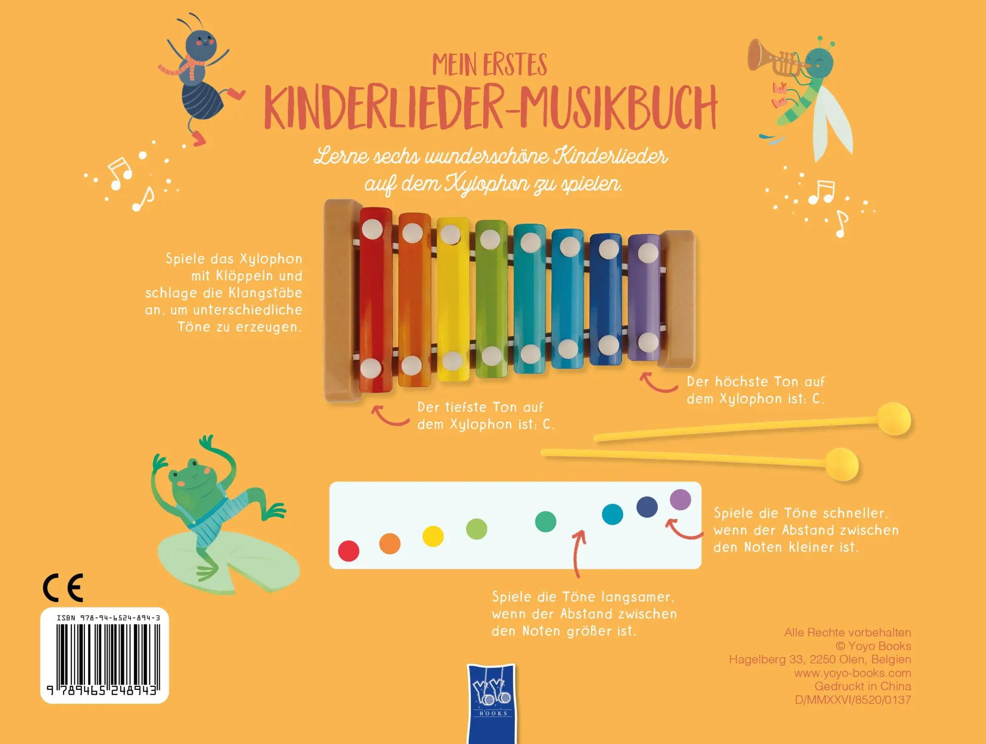 Rückseite: 9789465248943 | Mein erstes Kinderlieder-Mitmachbuch - Xylophon | Taschenbuch | 12 S.