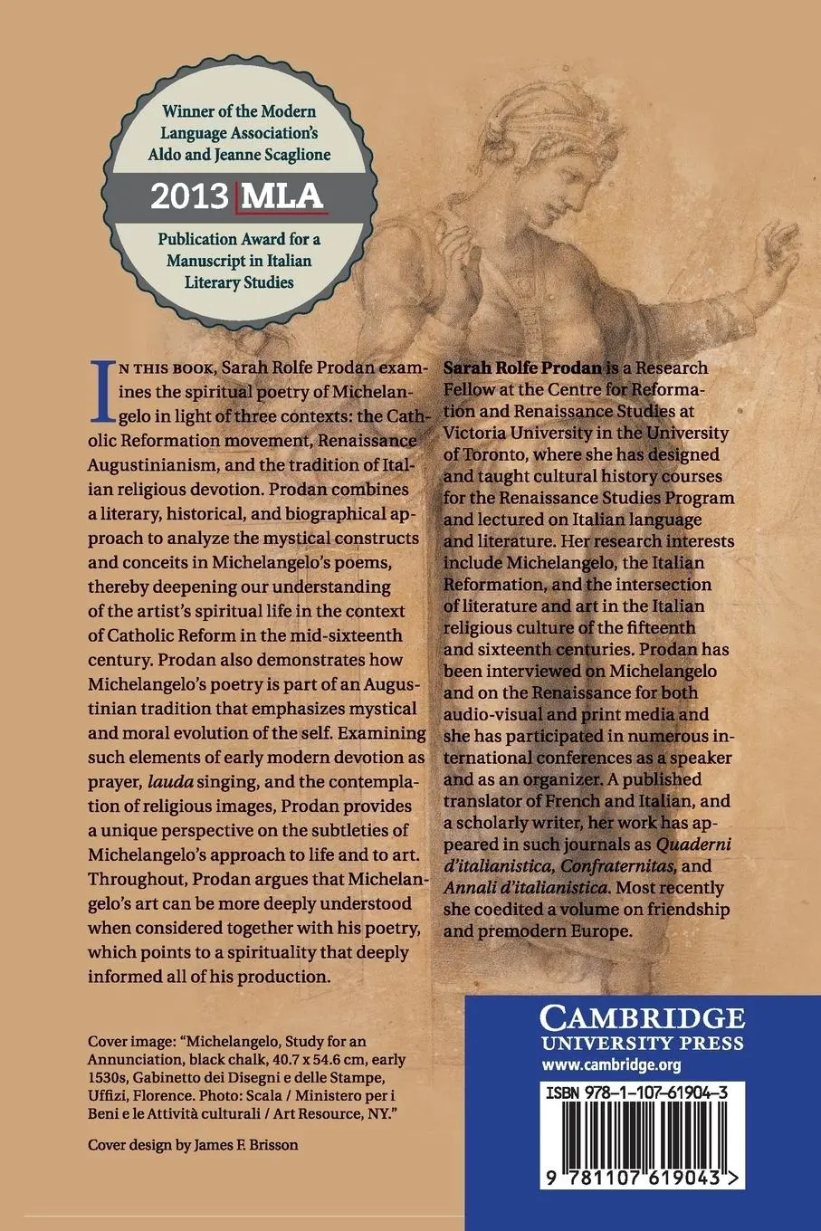 Rückseite: 9781107619043 | Michelangelo's Christian Mysticism | Sarah Rolfe Prodan | Taschenbuch