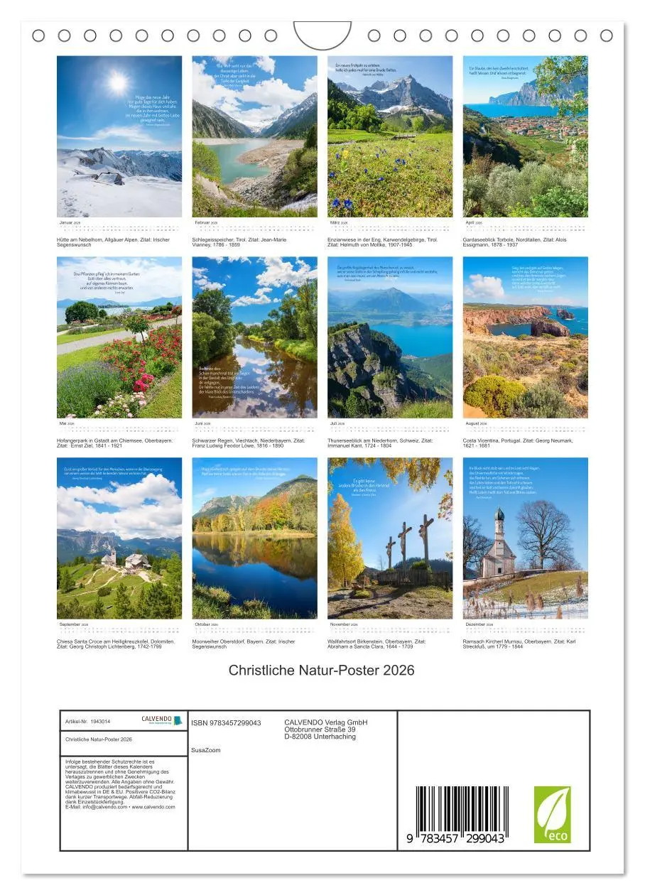 Bild: 9783457299043 | Christliche Natur-Poster 2026 (Wandkalender 2026 DIN A4 hoch),...
