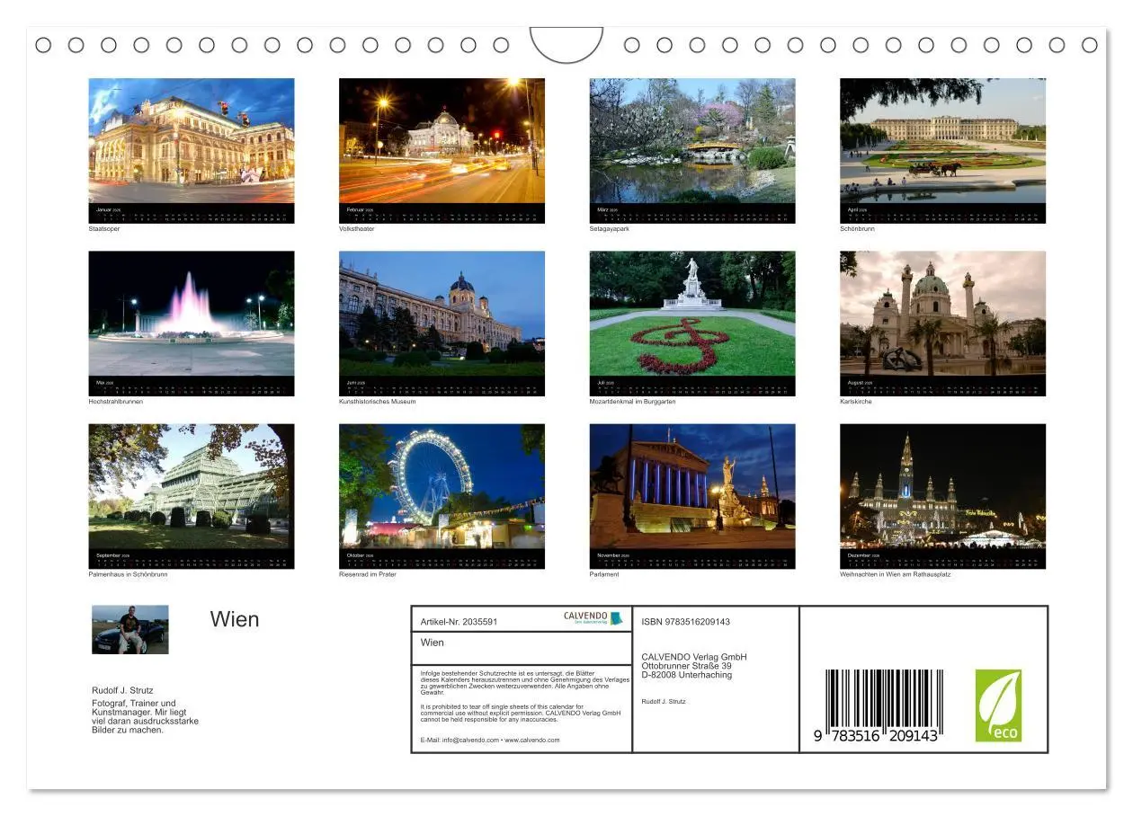 Bild: 9783516209143 | Wien (Wandkalender 2026 DIN A4 quer), CALVENDO Monatskalender | Strutz