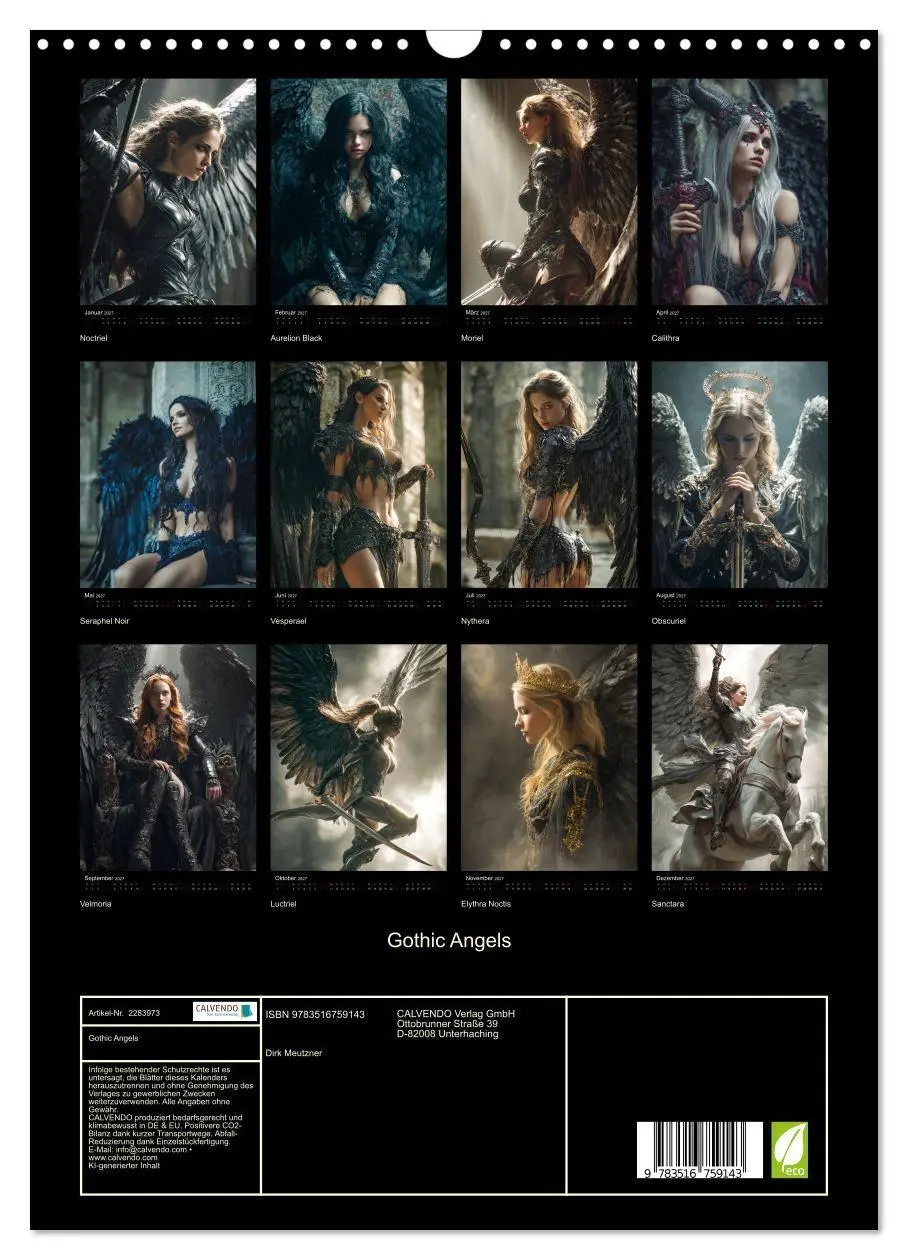 Bild: 9783516759143 | Gothic Angels (Wandkalender 2027 DIN A3 hoch), CALVENDO Monatskalender