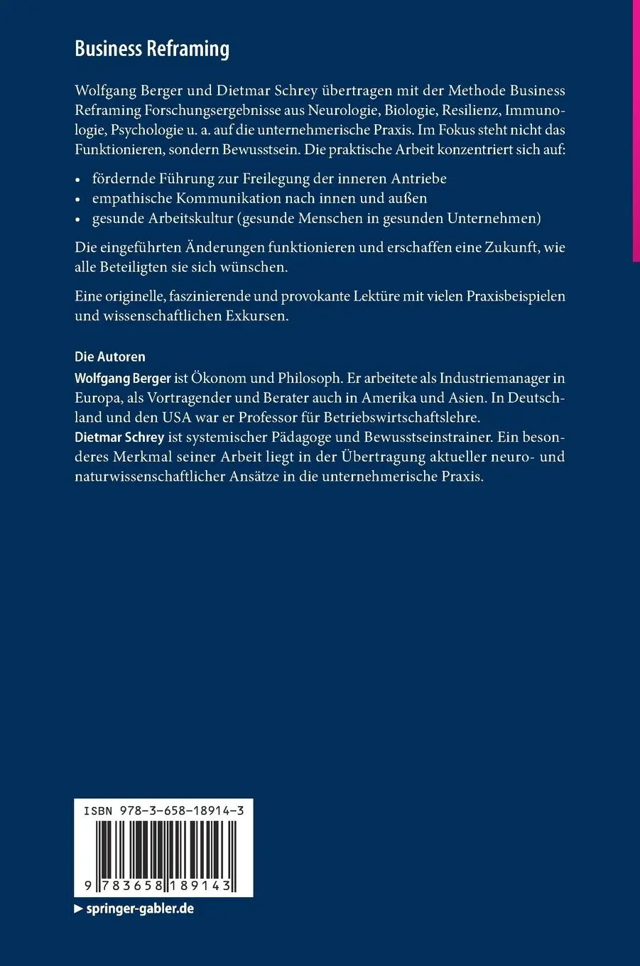 Rückseite: 9783658189143 | Business Reframing | Humanes Management in Resonanz mit Herz und Hirn