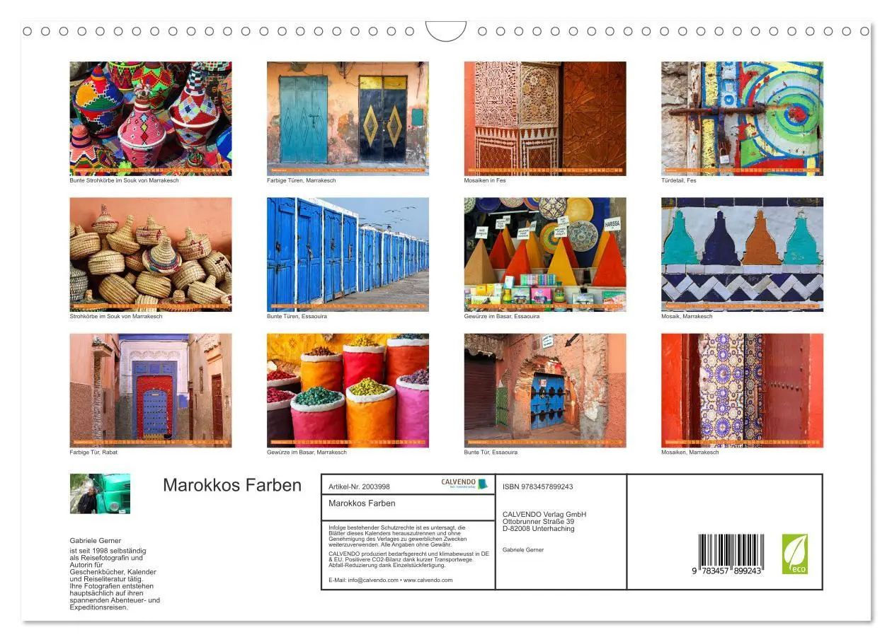 Bild: 9783457899243 | Marokkos Farben (Wandkalender 2026 DIN A3 quer), CALVENDO...
