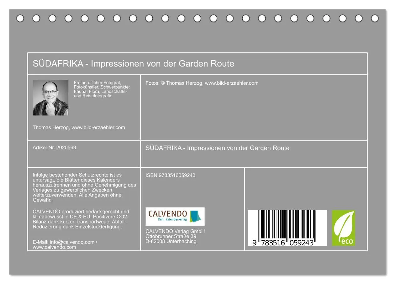Bild: 9783516059243 | SÜDAFRIKA - Impressionen von der Garden Route (Tischkalender 2026...