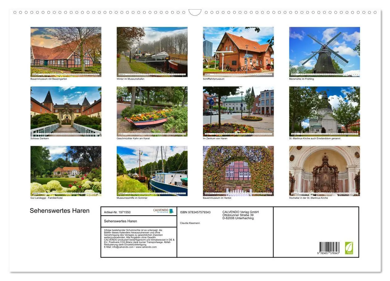 Bild: 9783457579343 | Sehenswertes Haren (Wandkalender 2026 DIN A2 quer), CALVENDO...