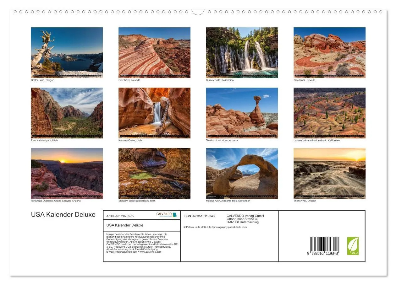 Bild: 9783516119343 | USA Kalender Deluxe (hochwertiger Premium Wandkalender 2026 DIN A2...