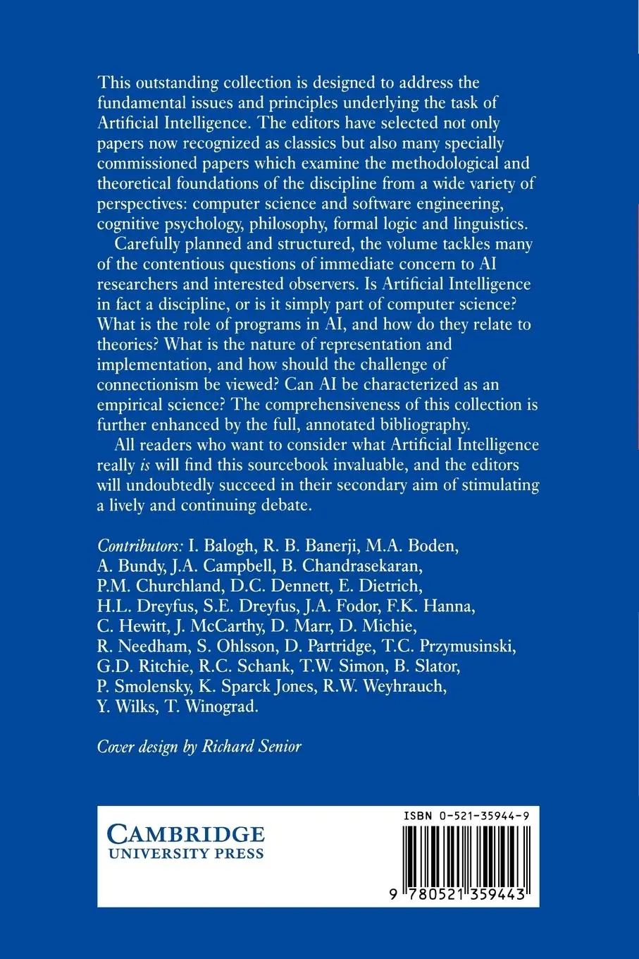 Rückseite: 9780521359443 | The Foundations of Artificial Intelligence | Derek Partridge (u. a.)