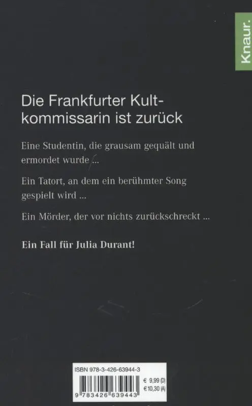 Rückseite: 9783426639443 | Todesmelodie | Ein neuer Fall für Julia Durant | Andreas Franz (u. a.)