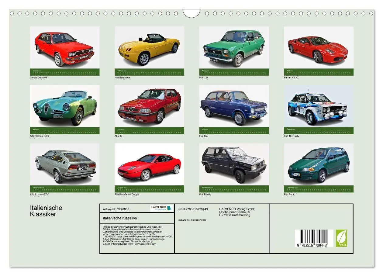 Bild: 9783516729443 | Italienische Klassiker (Wandkalender 2026 DIN A3 quer), CALVENDO...