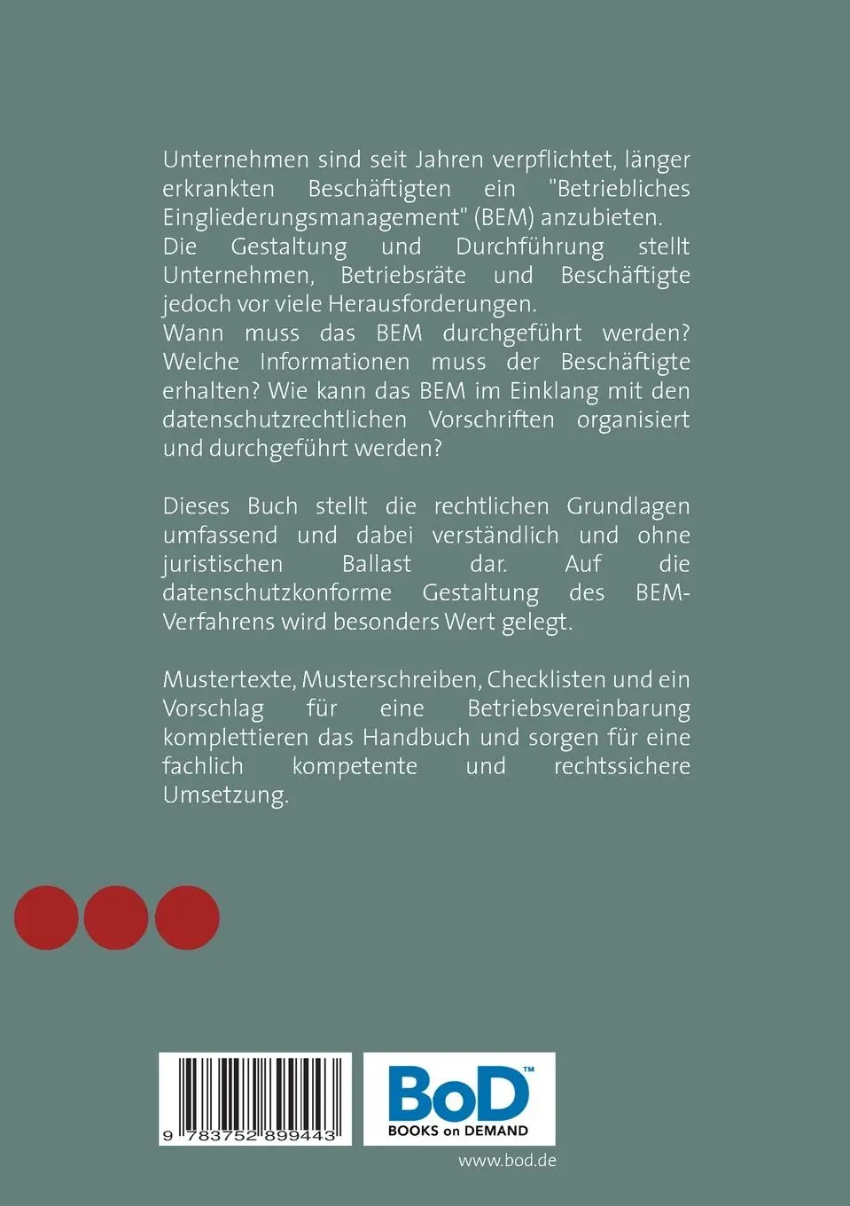 Rückseite: 9783752899443 | Betriebliches Eingliederungsmanagement (BEM) | Kurz und knackig.