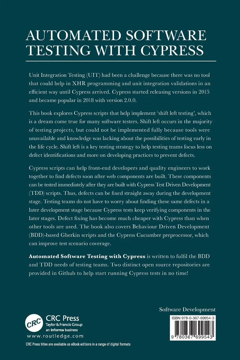 Rückseite: 9780367699543 | Automated Software Testing with Cypress | Narayanan Palani | Buch