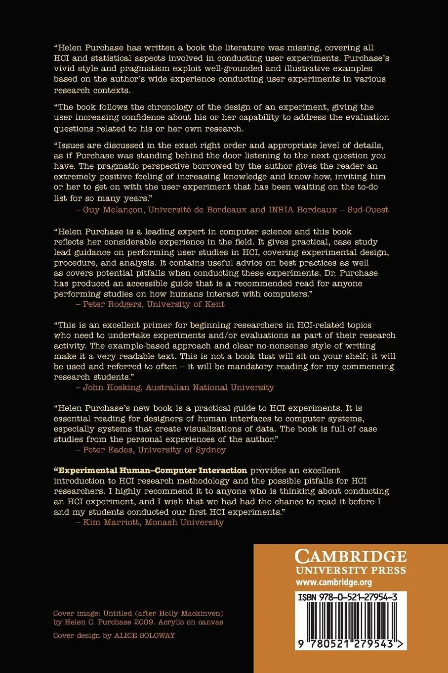 Rückseite: 9780521279543 | Experimental Human-Computer Interaction | Helen C Purchase | Buch