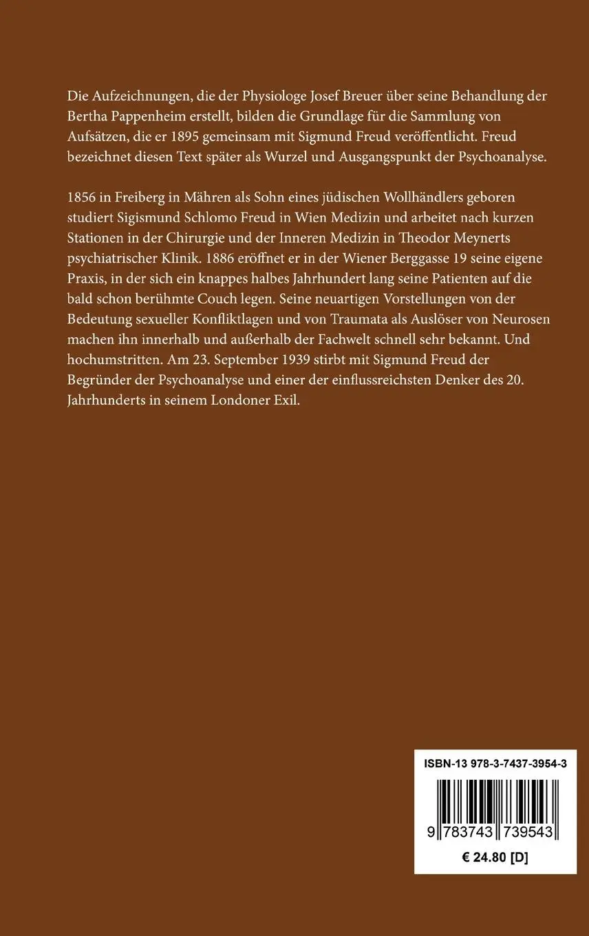 Rückseite: 9783743739543 | Studien über Hysterie | Sigmund Freud (u. a.) | Buch | 292 S. | 2021