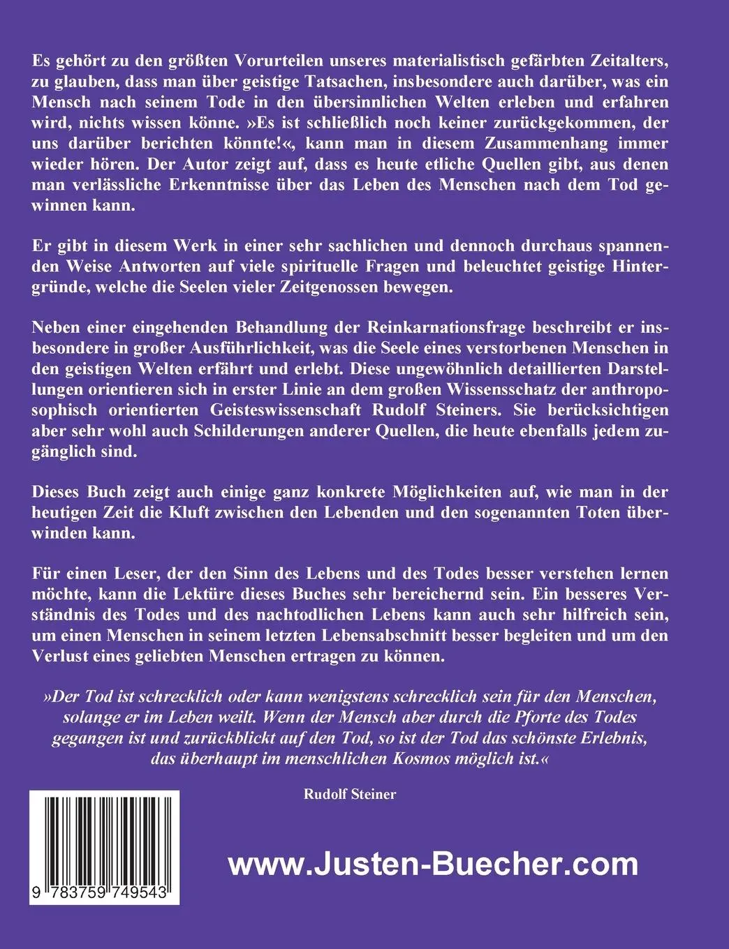 Rückseite: 9783759749543 | Die spirituelle Seite des Todes | Josef F. Justen | Taschenbuch | 2024