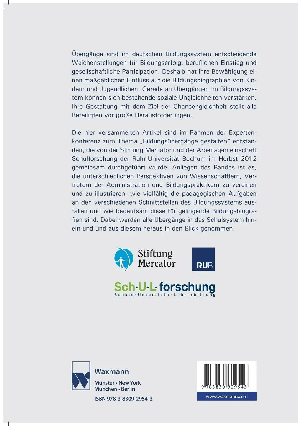 Rückseite: 9783830929543 | Bildungsübergänge gestalten | Gabriele Bellenberg (u. a.) | Buch