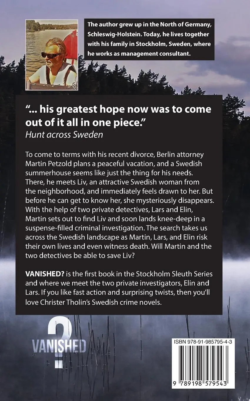 Rückseite: 9789198579543 | Vanished? | A Swedish Crime Novel | Christer Tholin | Taschenbuch