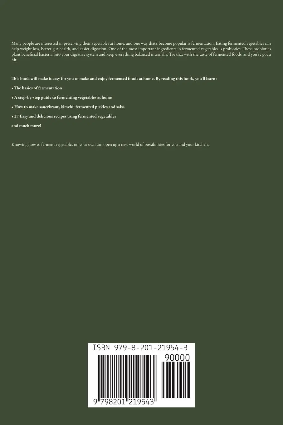 Rückseite: 9798201219543 | Fermentation for Beginners | Melanie Bennet | Taschenbuch | Englisch
